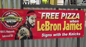Free Pizza when LeBron James Signs with the Knicks